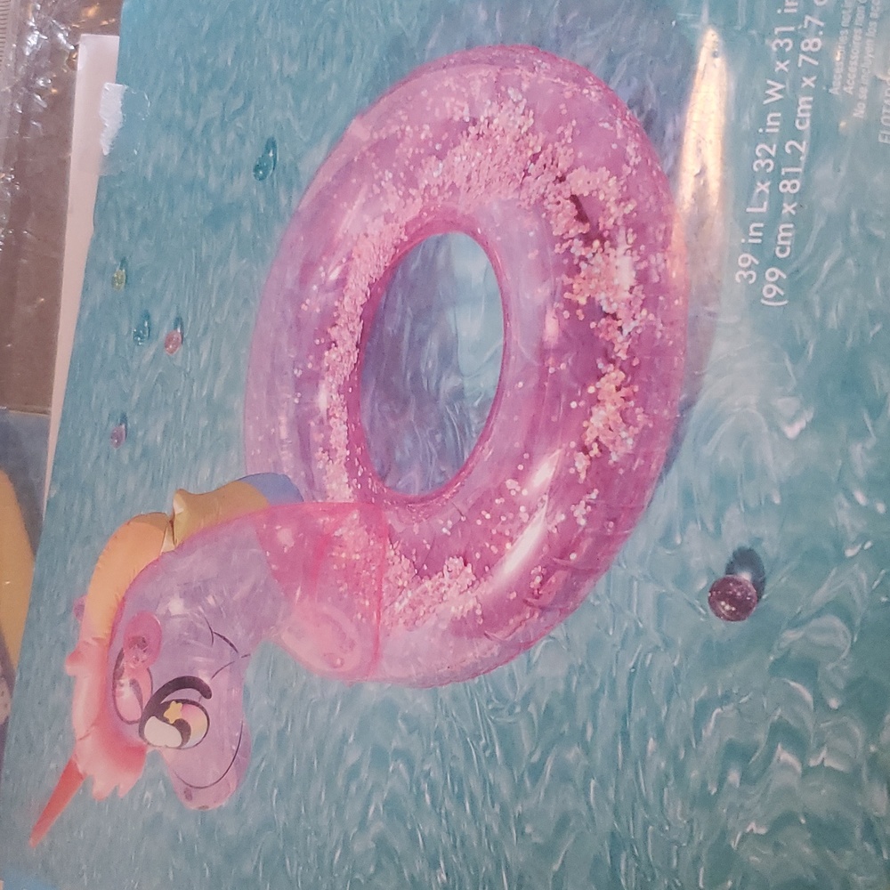 Pink glitter unicorn pool float inflatable floaty - Picture 4 of 4